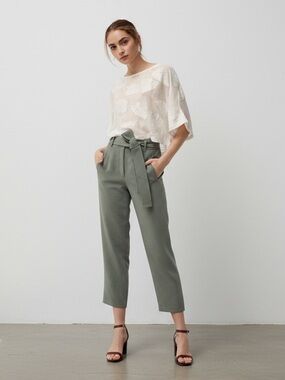 Aritzia Wilfred Jallade High Waisted Tie Front Belted Ankle Pants Size 8